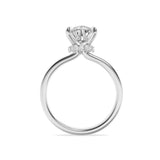 2CTW Pear Shaped Lab Grown Diamond (F/VS) Hidden Halo Plain Shank Engagement Ring in 14K Gold