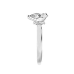 2CTW Pear Shaped Lab Grown Diamond (F/VS) Hidden Halo Plain Shank Engagement Ring in 14K Gold