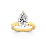 2CTW Pear Shaped Lab Grown Diamond (F/VS) Hidden Halo Plain Shank Engagement Ring in 14K Gold