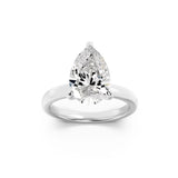 3CTW Pear Shaped Lab Grown Diamond (F/VS) Hidden Halo Plain Shank Engagement Ring in 14K Gold