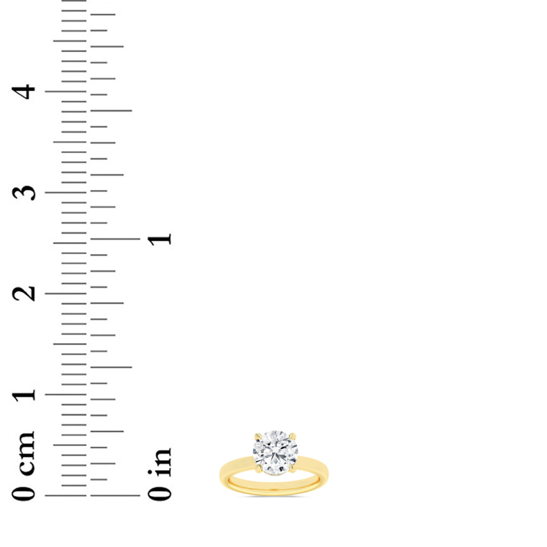 1CTW Round Shaped Lab Grown Diamond (F/VS) Hidden Halo Plain Shank Engagement Ring in 14K Gold