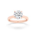 1CTW Round Shaped Lab Grown Diamond (F/VS) Hidden Halo Plain Shank Engagement Ring in 14K Gold