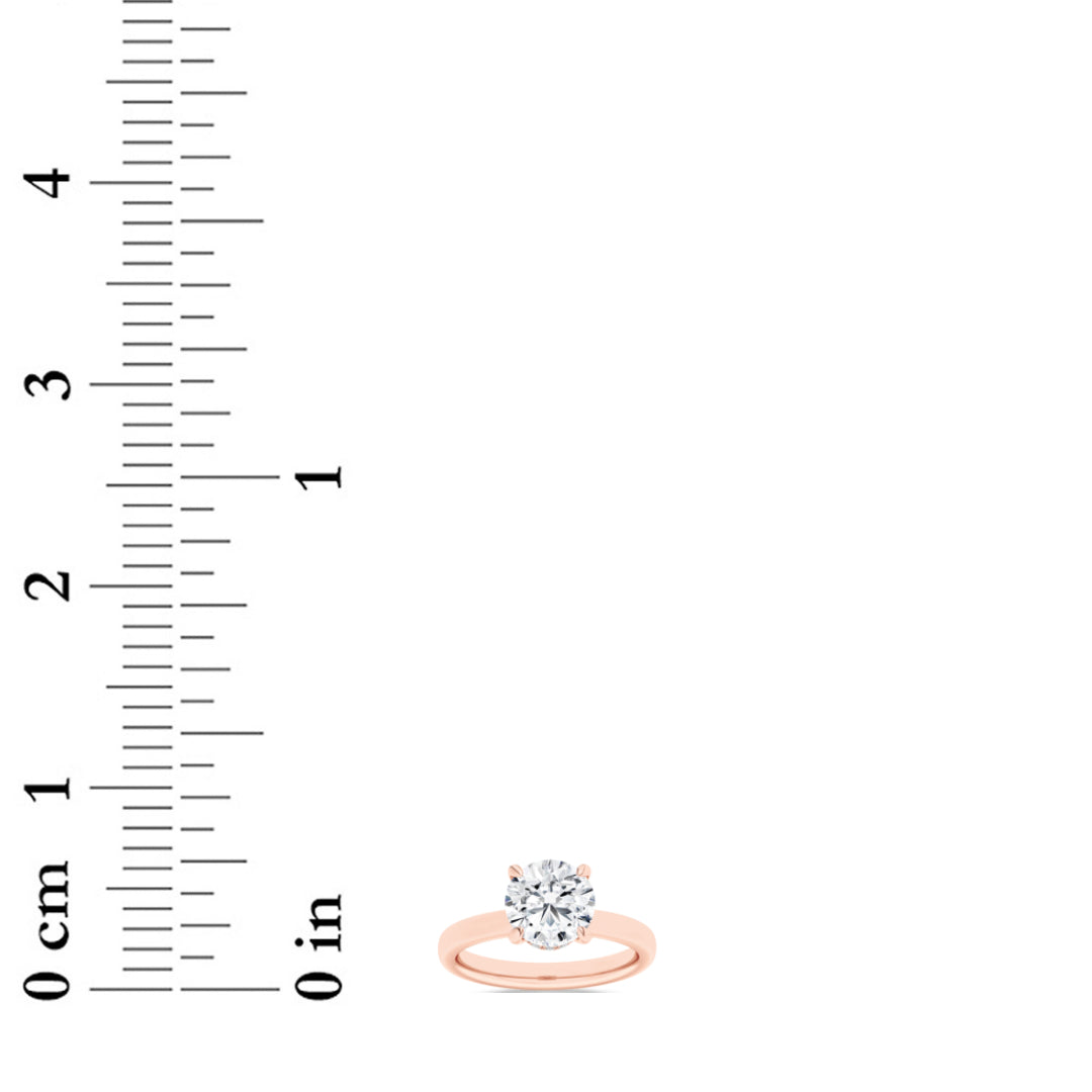 1CTW Round Shaped Lab Grown Diamond (F/VS) Hidden Halo Plain Shank Engagement Ring in 14K Gold