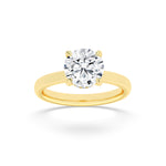 2CTW Round Shaped Lab Grown Diamond (F/VS) Hidden Halo Plain Shank Engagement Ring in 14K Gold