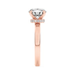 2CTW Round Shaped Lab Grown Diamond (F/VS) Hidden Halo Plain Shank Engagement Ring in 14K Gold