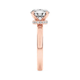 2CTW Round Shaped Lab Grown Diamond (F/VS) Hidden Halo Plain Shank Engagement Ring in 14K Gold
