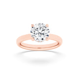 3CTW Round Shaped Lab Grown Diamond (G/VS) Hidden Halo Plain Shank Engagement Ring in 14K Gold