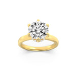 2CTW Round Shaped Lab Grown Diamond (F/VS) Hidden Halo Plain Shank Engagement Ring in 14K Gold
