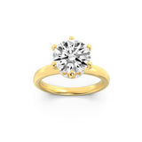 2CTW Round Shaped Lab Grown Diamond (F/VS) Hidden Halo Plain Shank Engagement Ring in 14K Gold