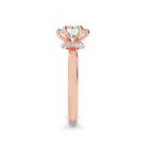 2CTW Round Shaped Lab Grown Diamond (F/VS) Hidden Halo Plain Shank Engagement Ring in 14K Gold