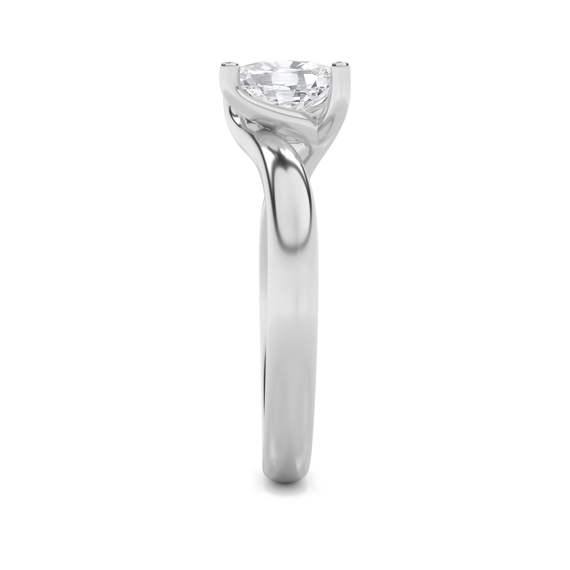 1CTW Elongated Cushion Shaped Lab Grown Diamond (F/VS) Bypass Shank Engagement Ring in 14K Gold