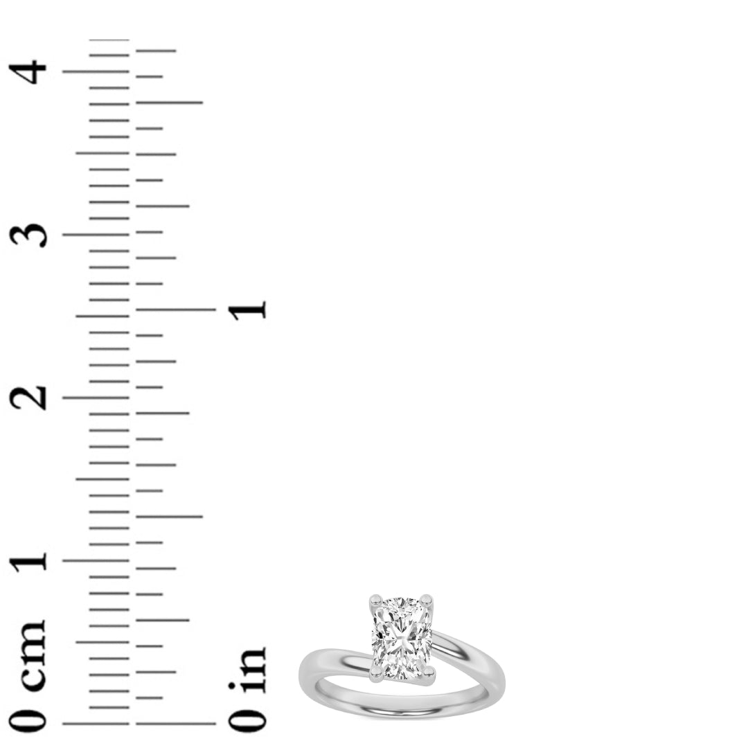 1CTW Elongated Cushion Shaped Lab Grown Diamond (F/VS) Bypass Shank Engagement Ring in 14K Gold