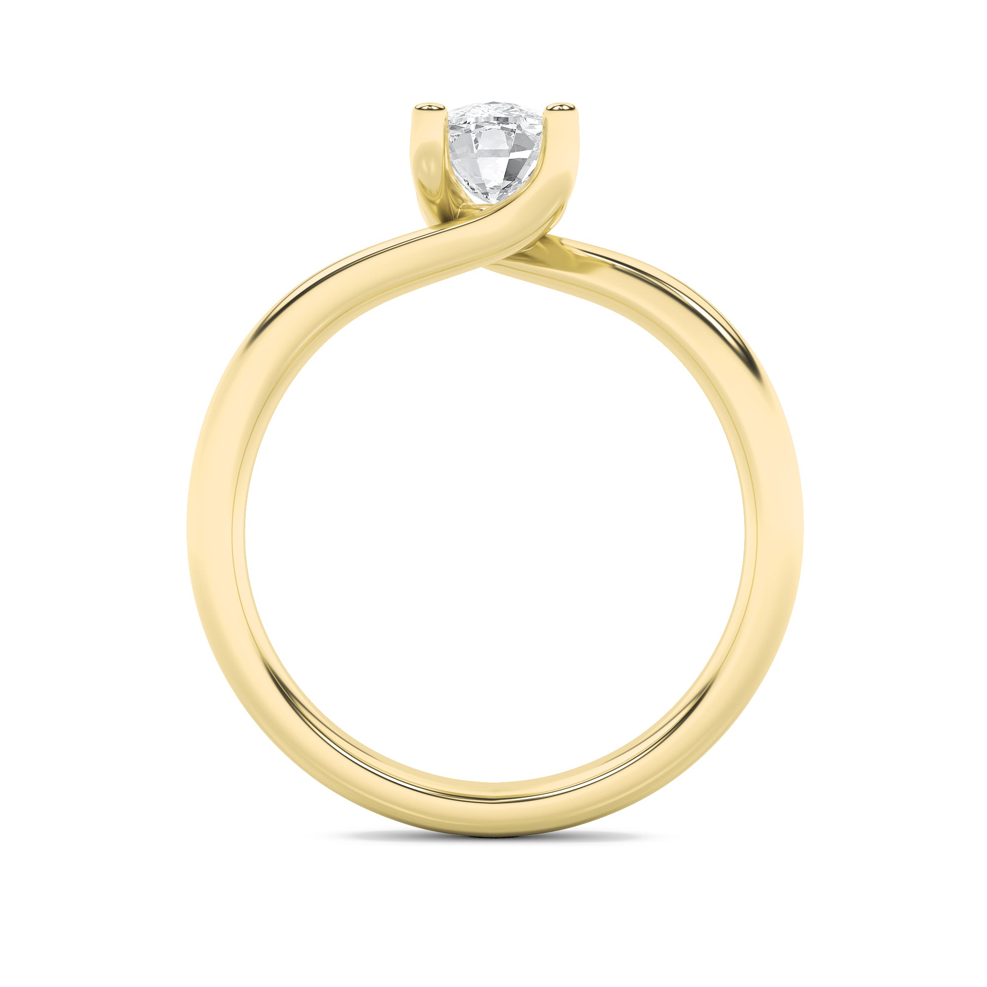 1CTW Elongated Cushion Shaped Lab Grown Diamond (F/VS) Bypass Shank Engagement Ring in 14K Gold