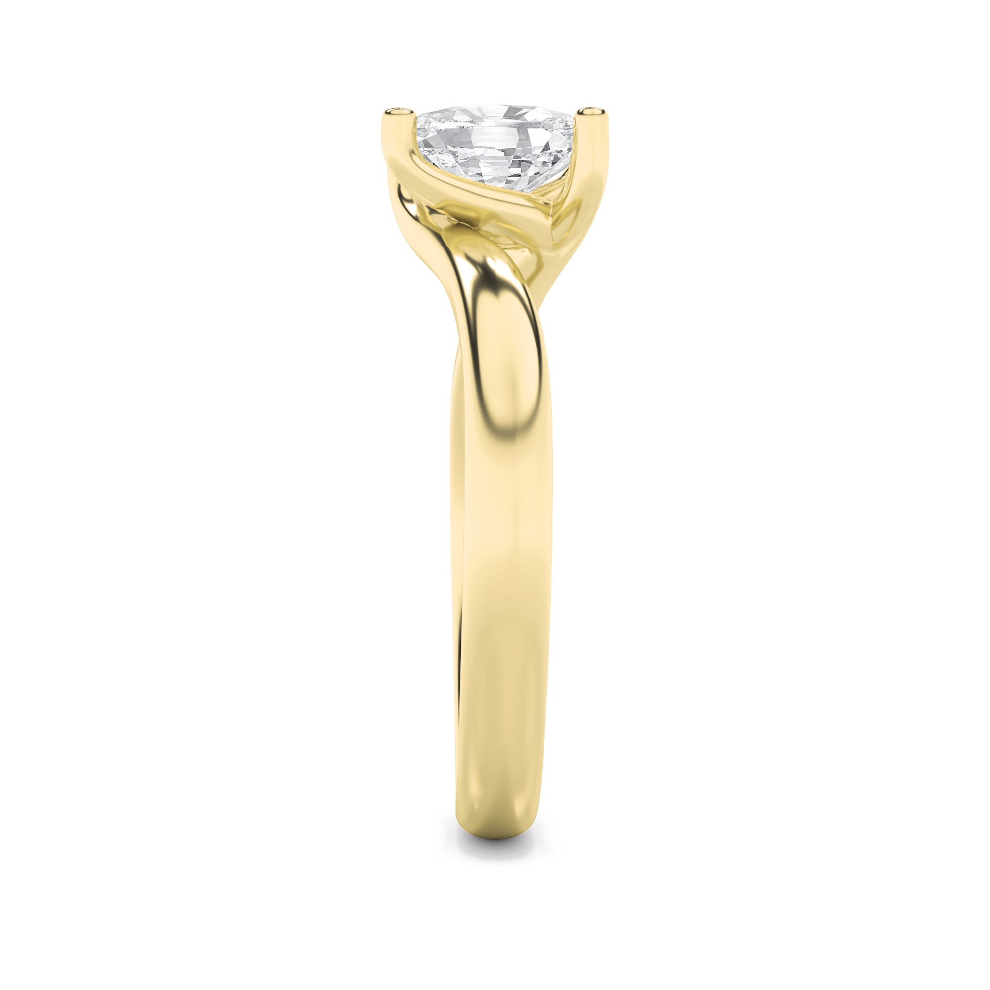 1CTW Elongated Cushion Shaped Lab Grown Diamond (F/VS) Bypass Shank Engagement Ring in 14K Gold