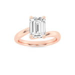 2CTW Emerald Shaped Lab Grown Diamond (F/VS) Bypass Shank Engagement Ring in 14K Gold