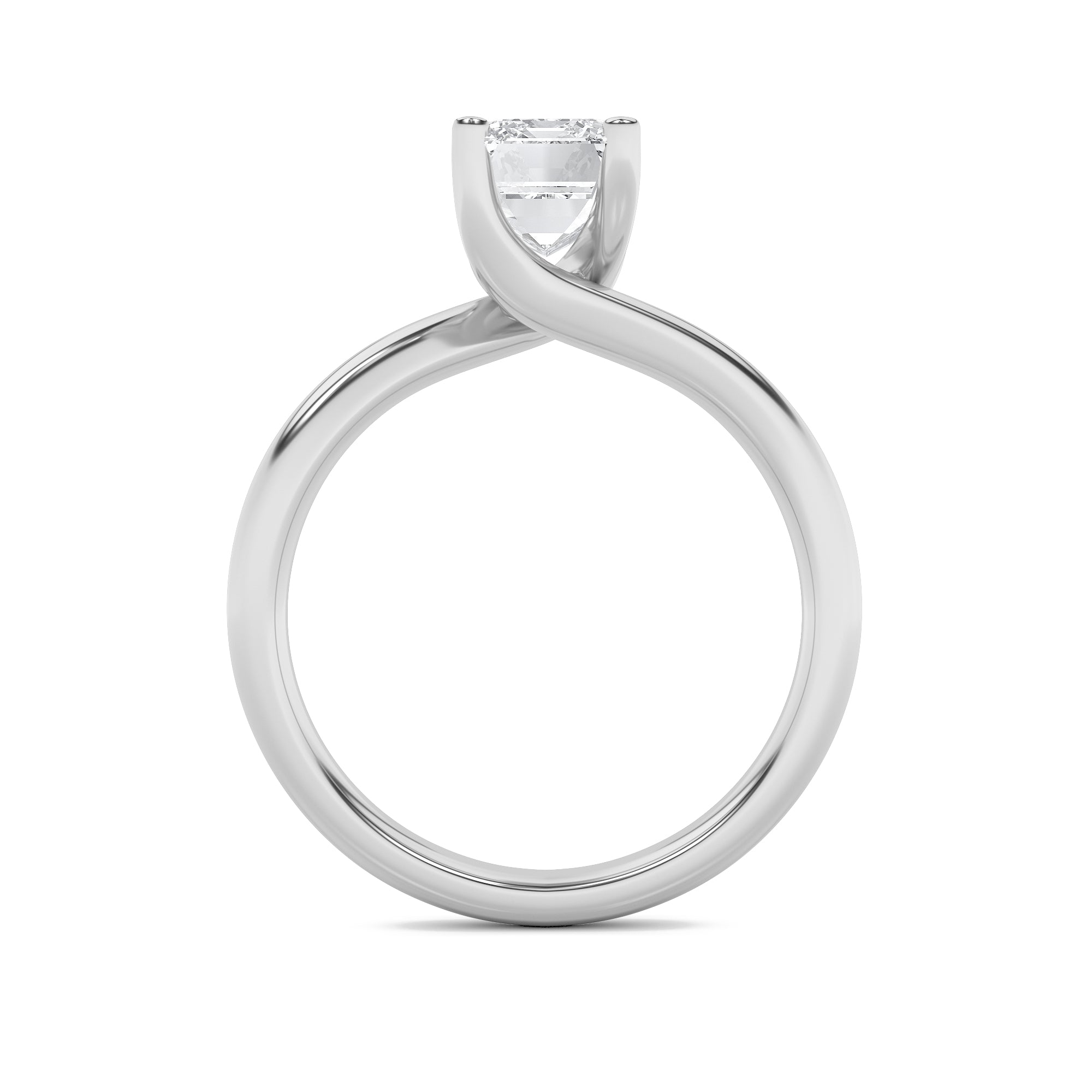 3CTW Emerald Shaped Lab Grown Diamond (F/VS) Bypass Shank Engagement Ring in 14K Gold