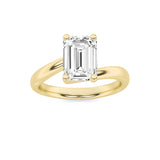 3CTW Emerald Shaped Lab Grown Diamond (F/VS) Bypass Shank Engagement Ring in 14K Gold