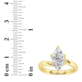 3CTW Marquise Shaped Lab Grown Diamond (F/VS) Ring in 14K Yellow Gold