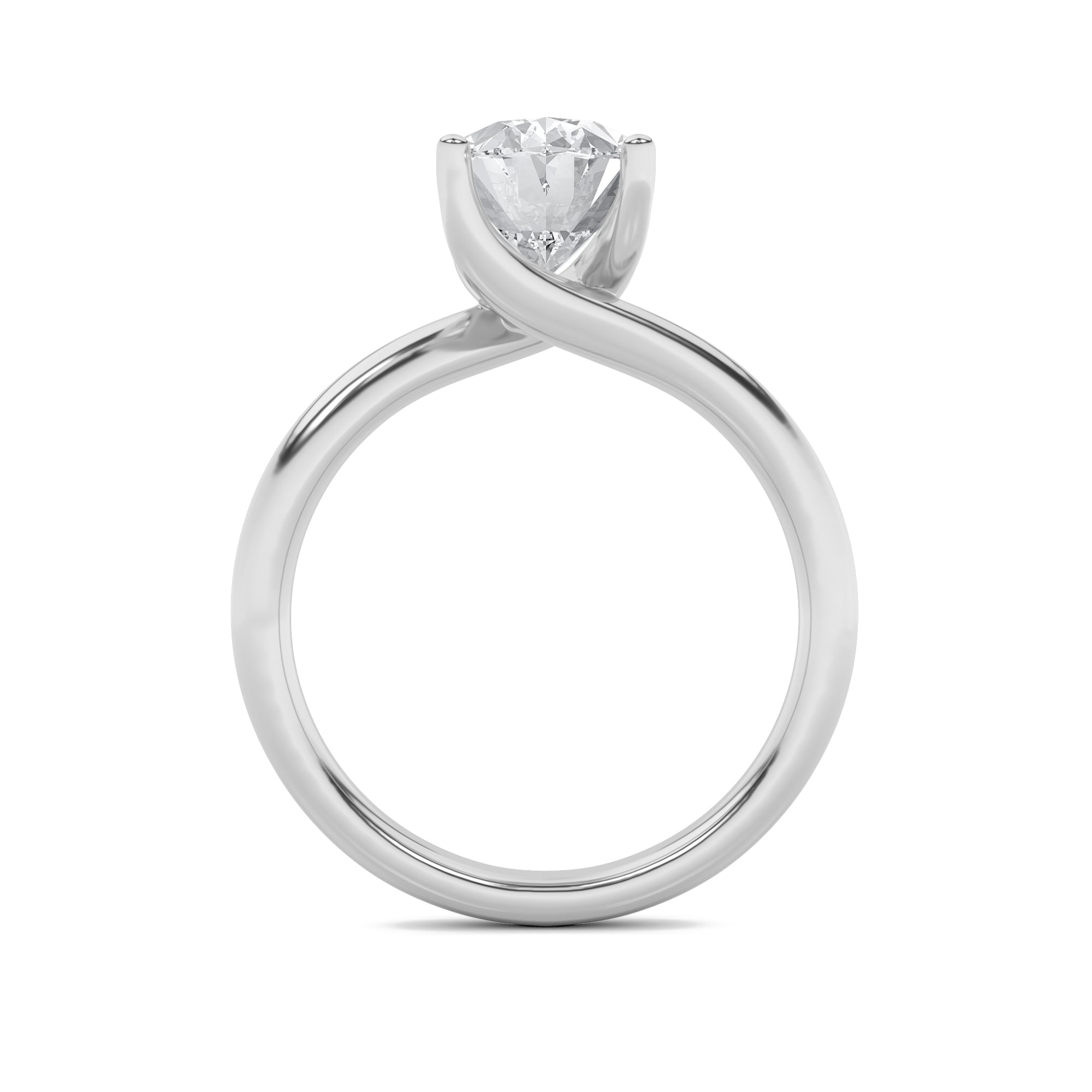 1CTW Oval Shaped Lab Grown Diamond (F/VS) Bypass Shank Engagement Ring in 14K Gold