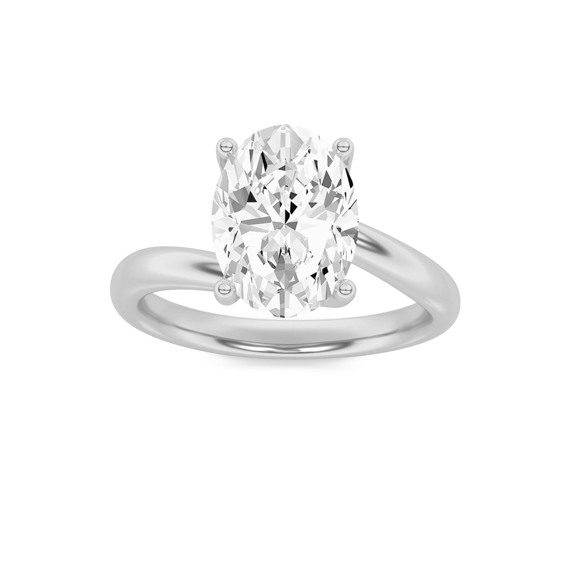2CTW Oval Shaped Lab Grown Diamond (F/VS) Bypass Shank Engagement Ring in 14K Gold
