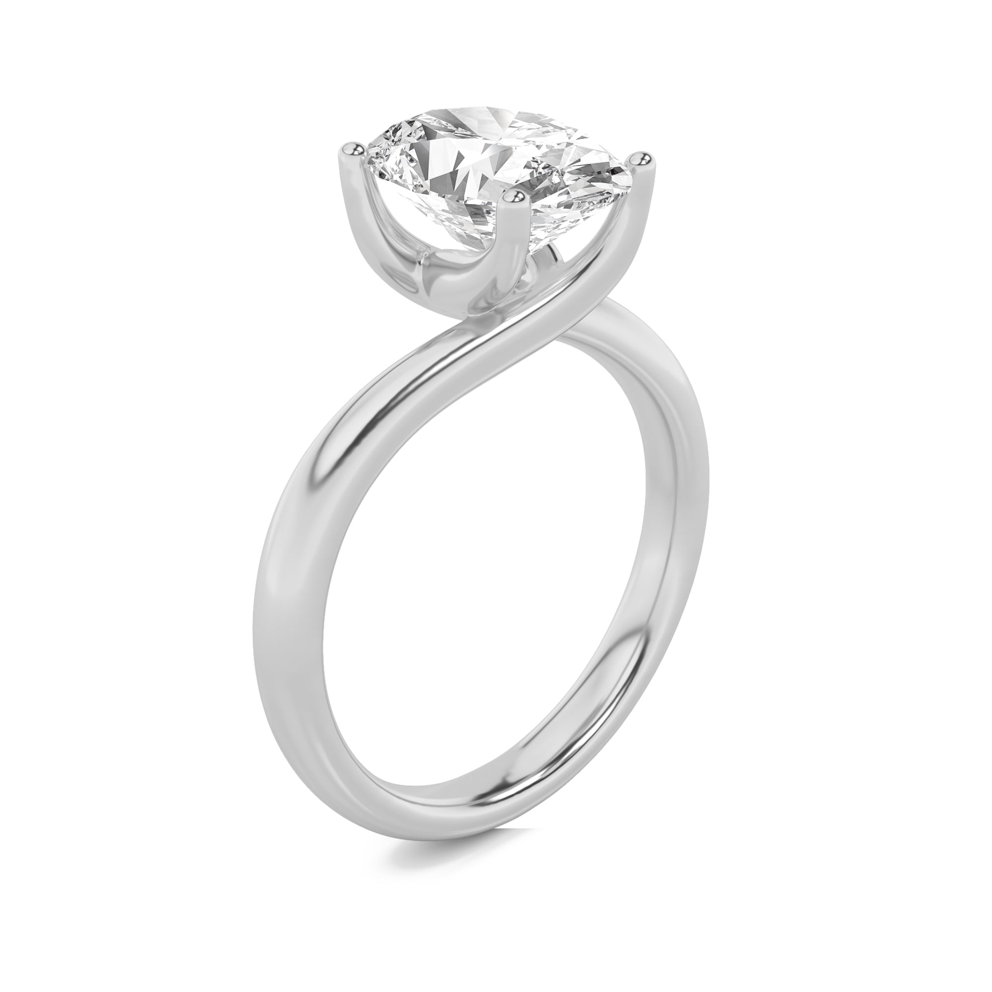 2CTW Oval Shaped Lab Grown Diamond (F/VS) Bypass Shank Engagement Ring in 14K Gold