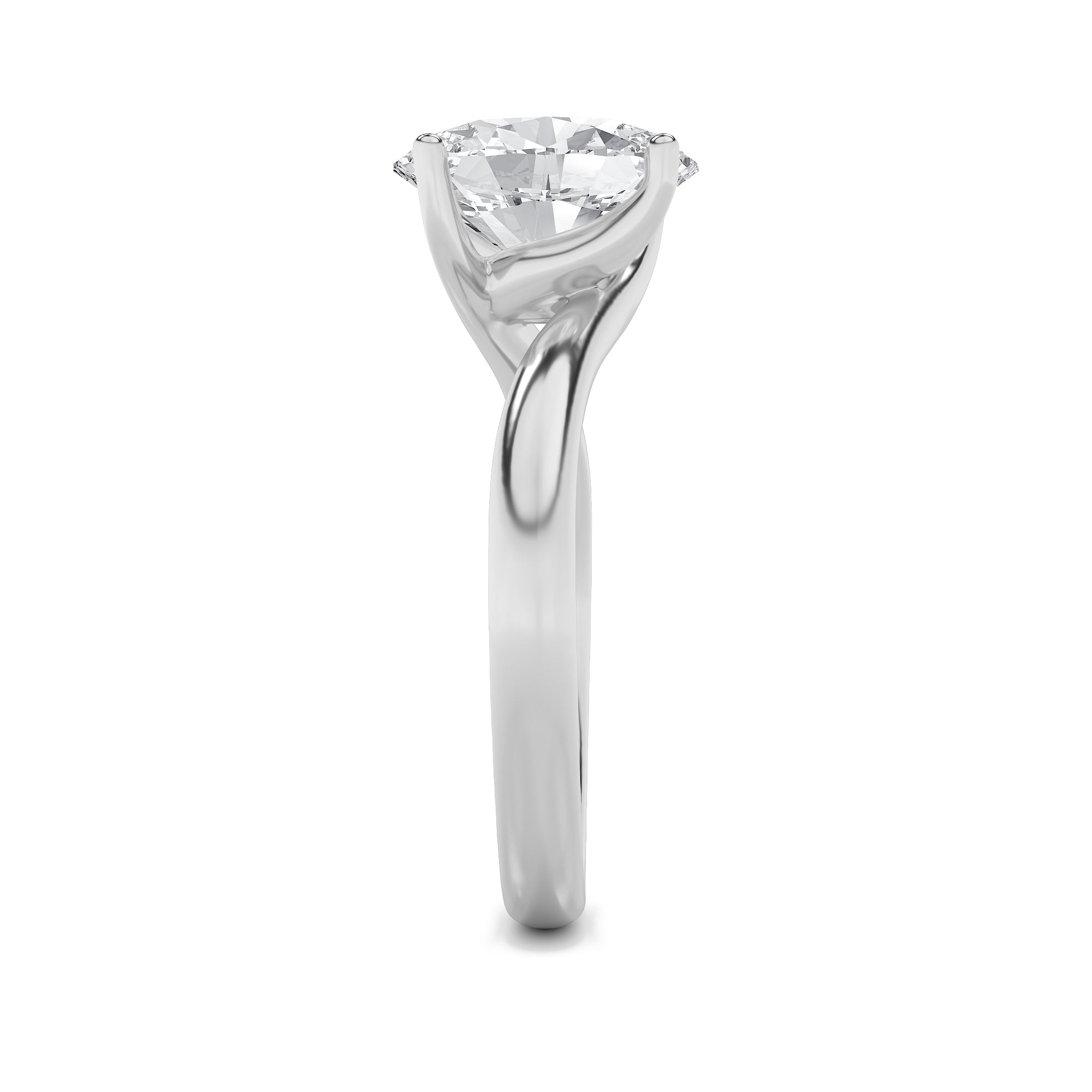 2CTW Oval Shaped Lab Grown Diamond (F/VS) Bypass Shank Engagement Ring in 14K Gold