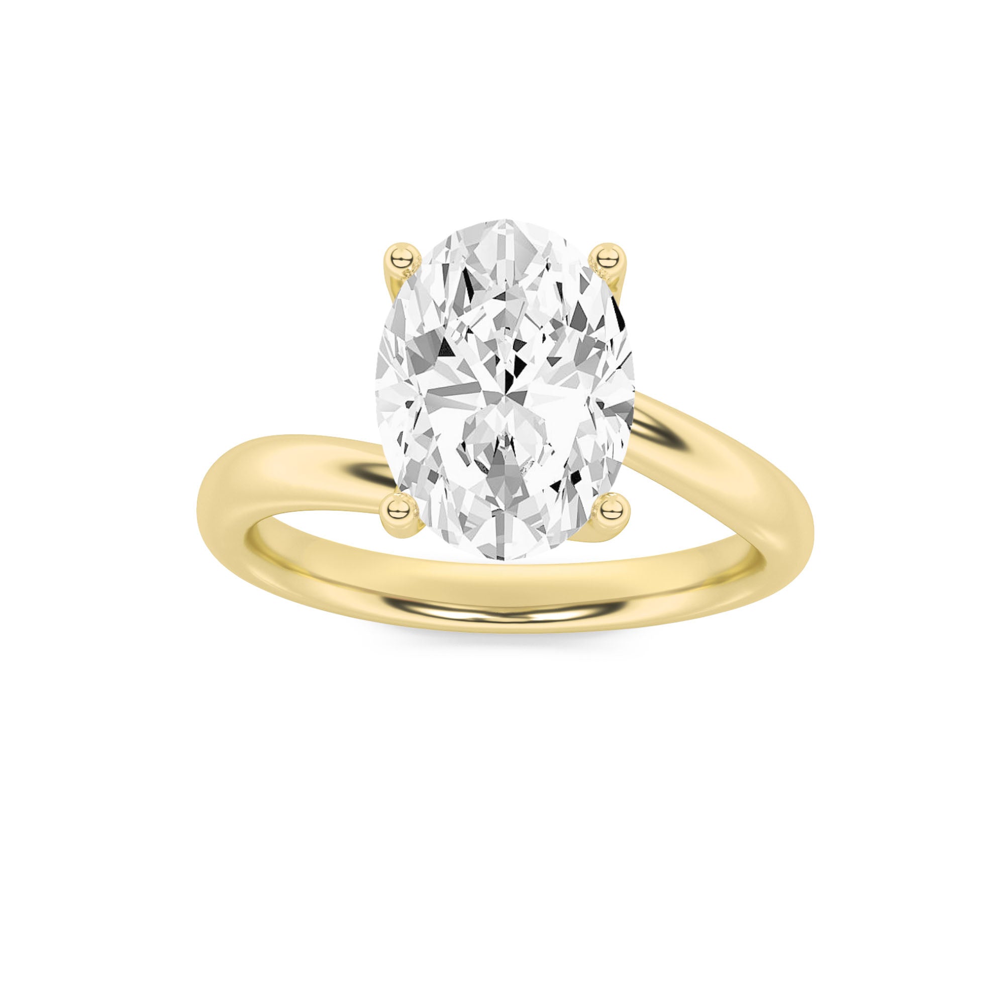 2CTW Oval Shaped Lab Grown Diamond (F/VS) Bypass Shank Engagement Ring in 14K Gold