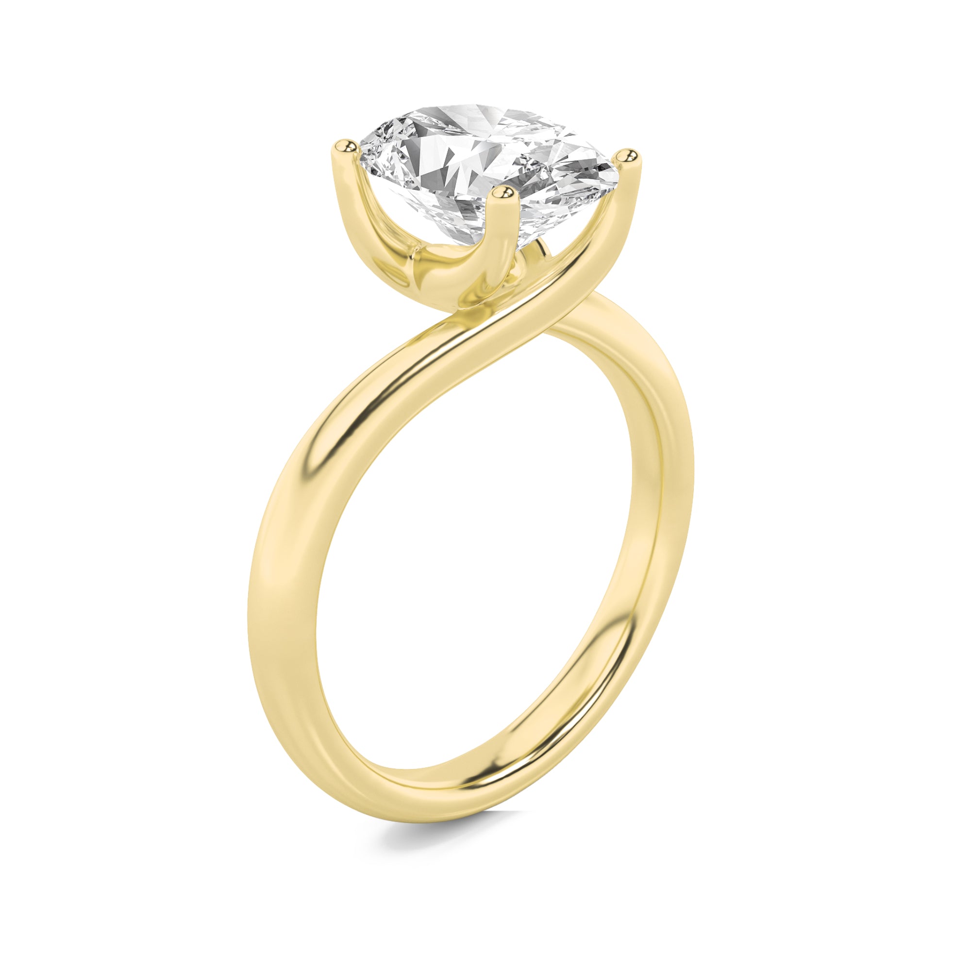 2CTW Oval Shaped Lab Grown Diamond (F/VS) Bypass Shank Engagement Ring in 14K Gold