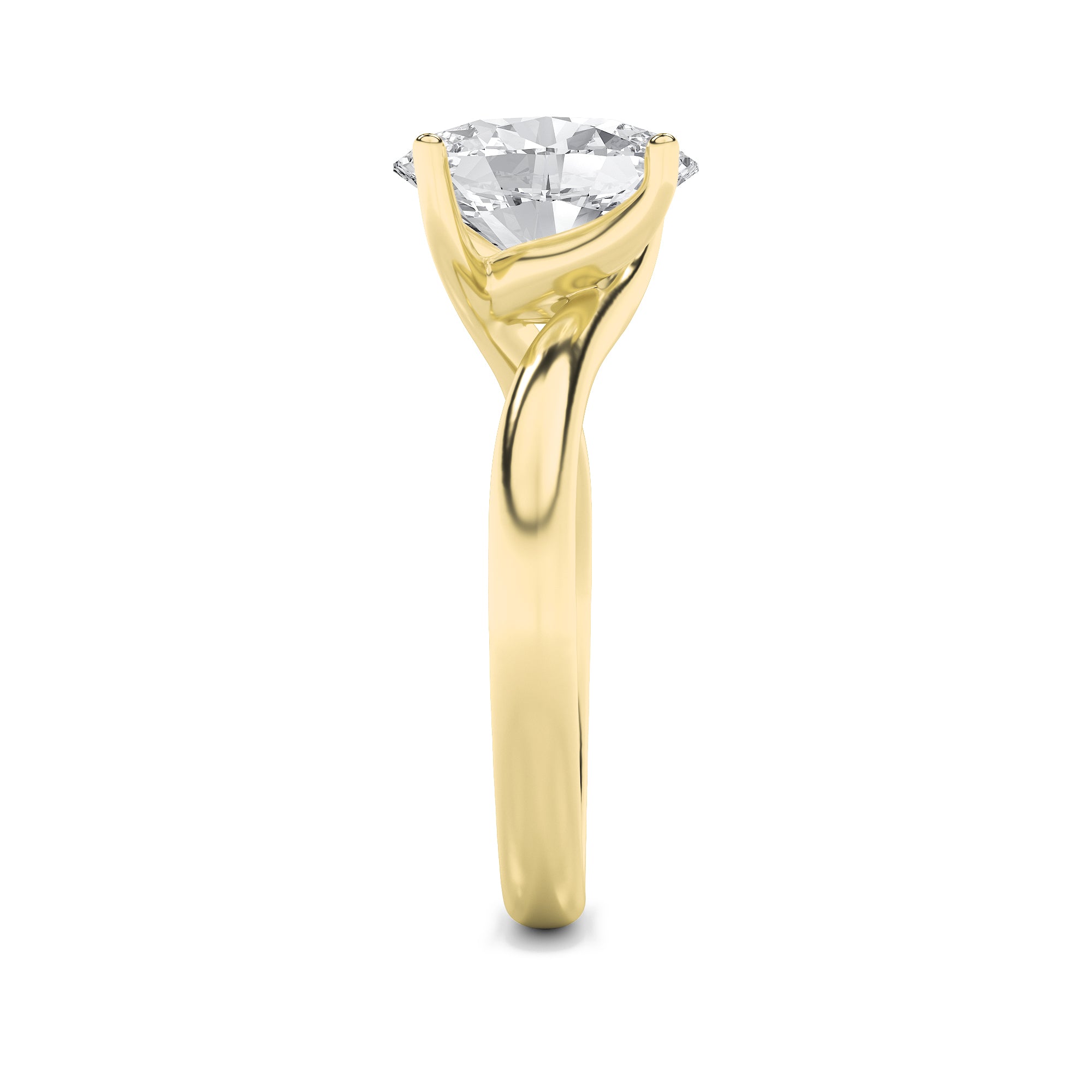 2CTW Oval Shaped Lab Grown Diamond (F/VS) Bypass Shank Engagement Ring in 14K Gold