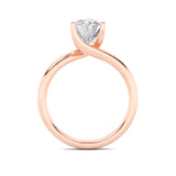 2CTW Oval Shaped Lab Grown Diamond (F/VS) Bypass Shank Engagement Ring in 14K Gold
