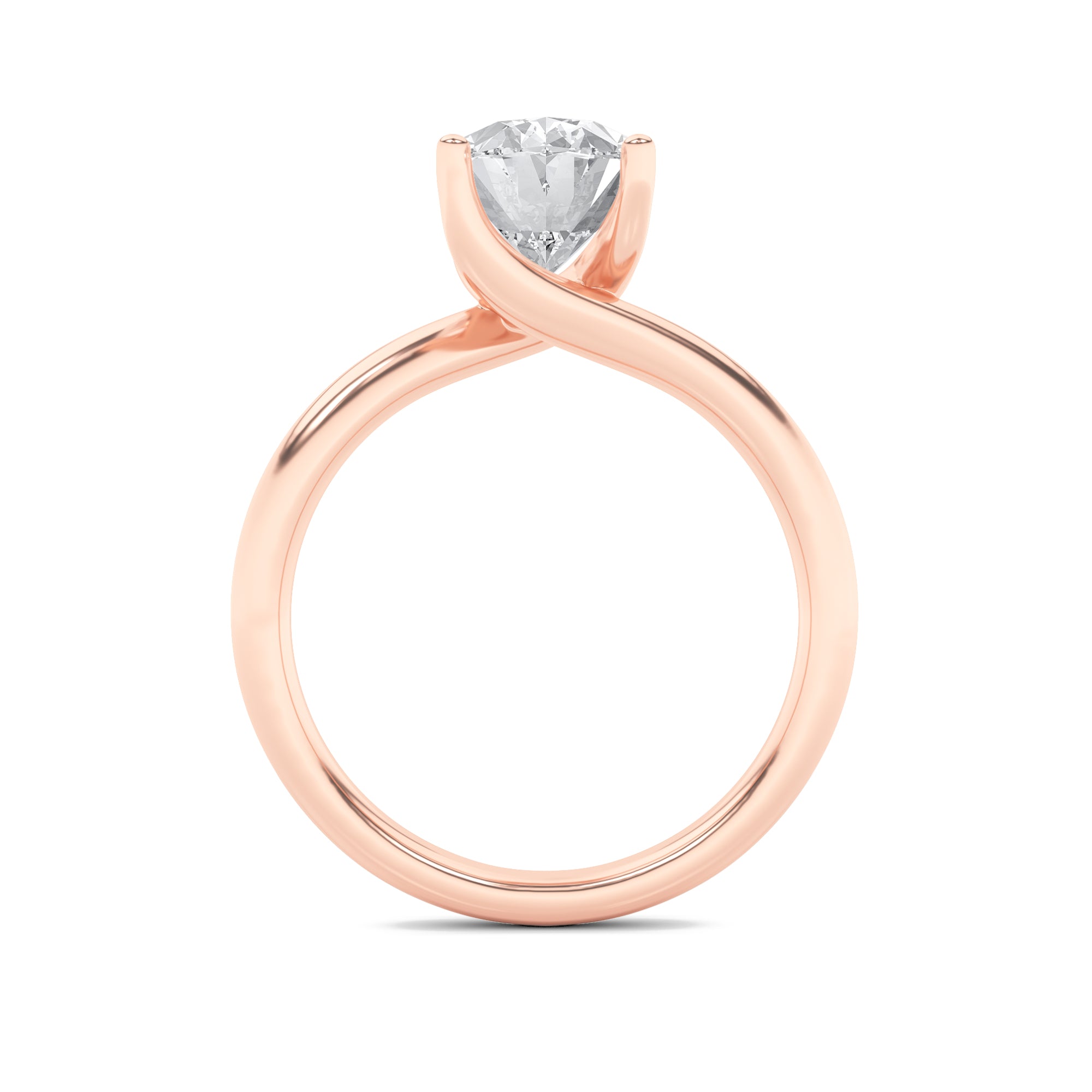 2CTW Oval Shaped Lab Grown Diamond (F/VS) Bypass Shank Engagement Ring in 14K Gold