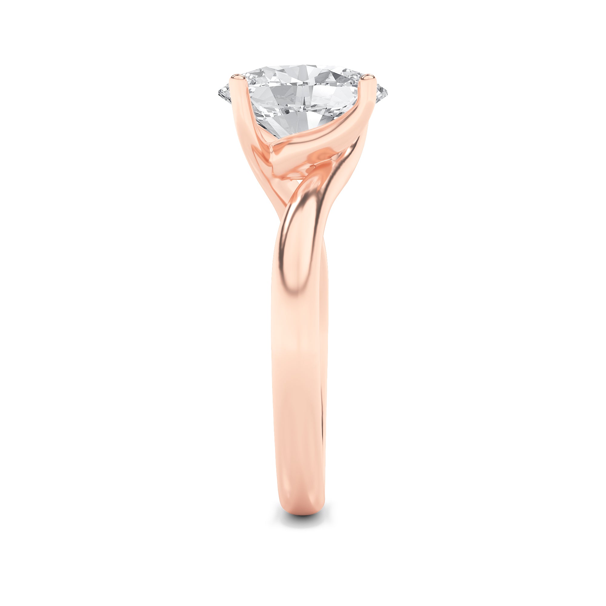 2CTW Oval Shaped Lab Grown Diamond (F/VS) Bypass Shank Engagement Ring in 14K Gold