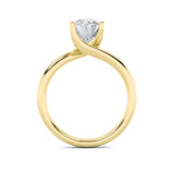 3CTW Oval Shaped Lab Grown Diamond (F/VS) Bypass Shank Engagement Ring in 14K Gold