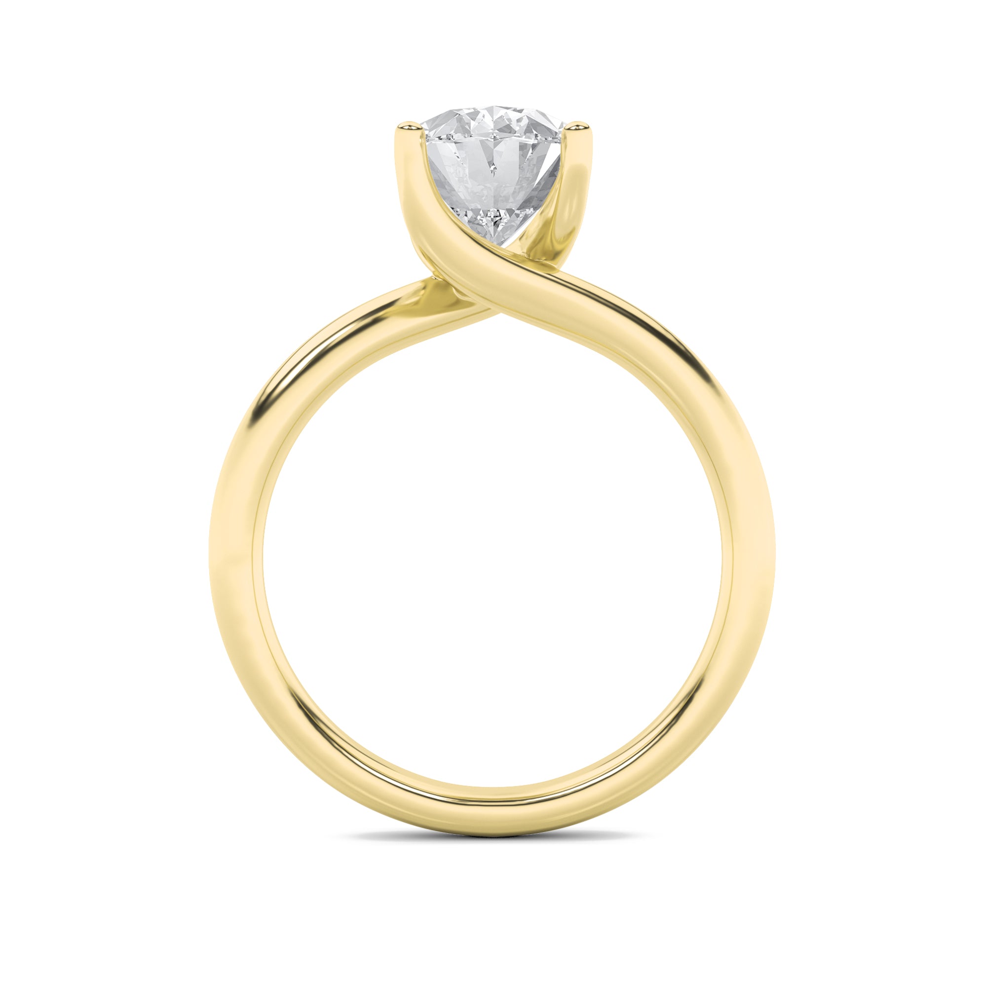 3CTW Oval Shaped Lab Grown Diamond (F/VS) Bypass Shank Engagement Ring in 14K Gold