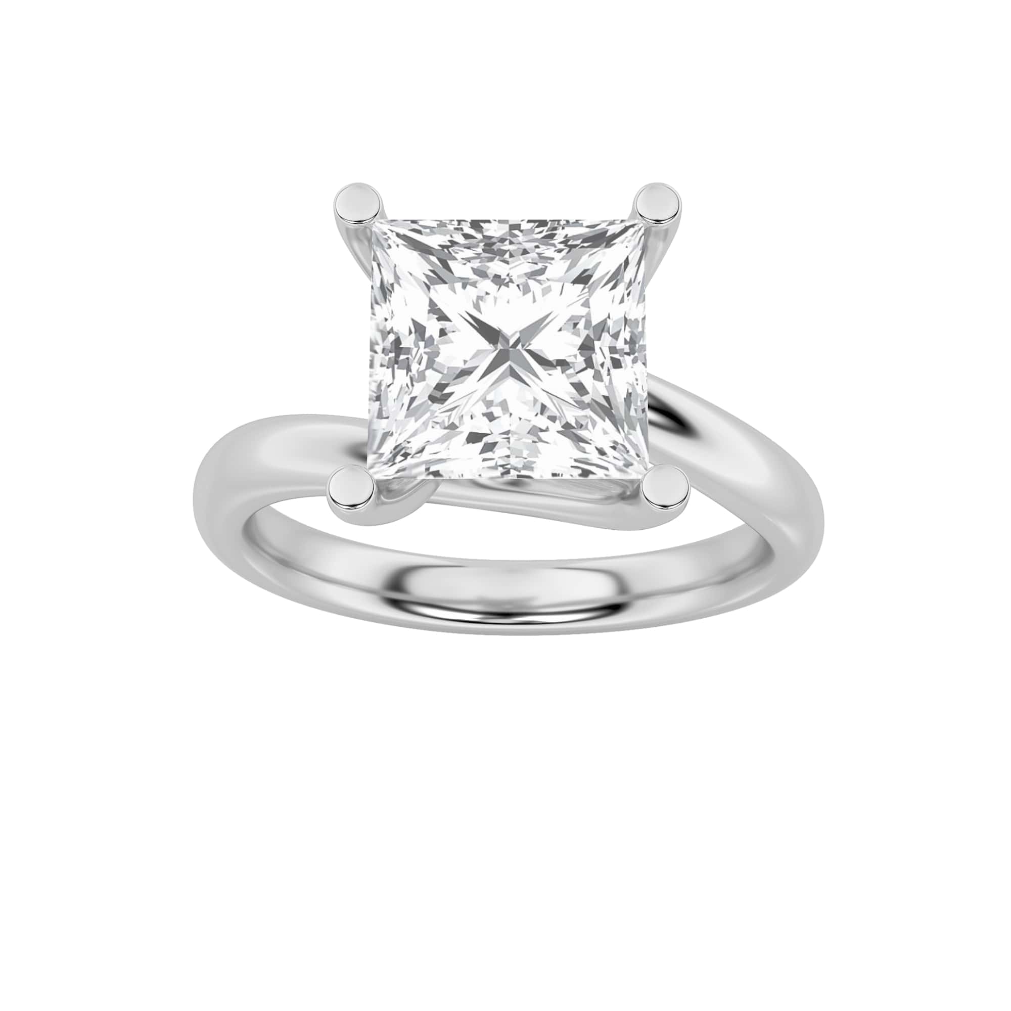 1CTW Princess Shaped Lab Grown Diamond (F/VS) Bypass Shank Engagement Ring in 14K Gold