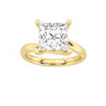 2CTW Princess Shaped Lab Grown Diamond (F/VS) Bypass Shank Engagement Ring in 14K Gold