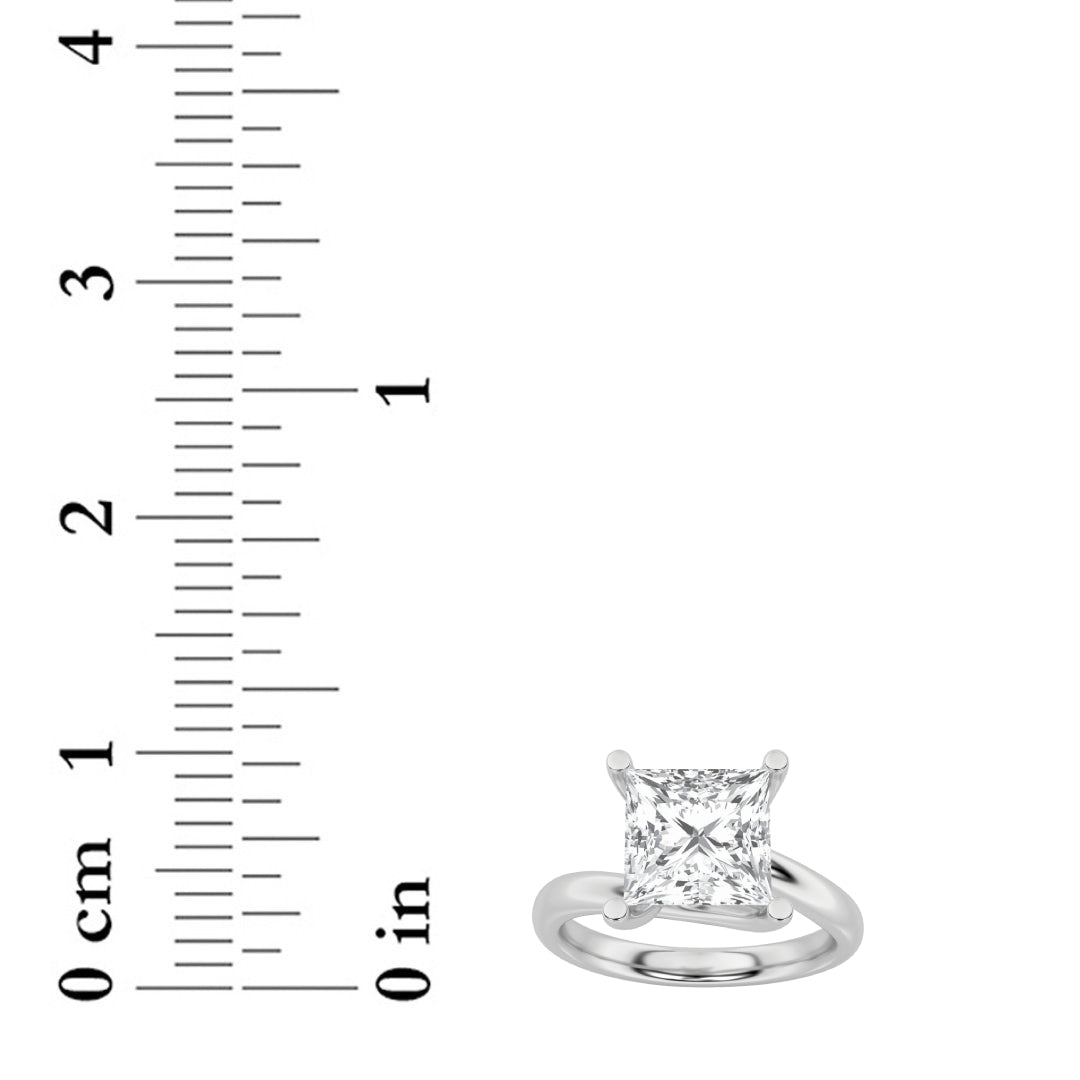 3CTW Princess Shaped Lab Grown Diamond (F/VS) Bypass Shank Engagement Ring in 14K Gold