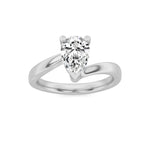 1CTW Pear Shaped Lab Grown Diamond (F/VS) Bypass Shank Engagement Ring in 14K Gold