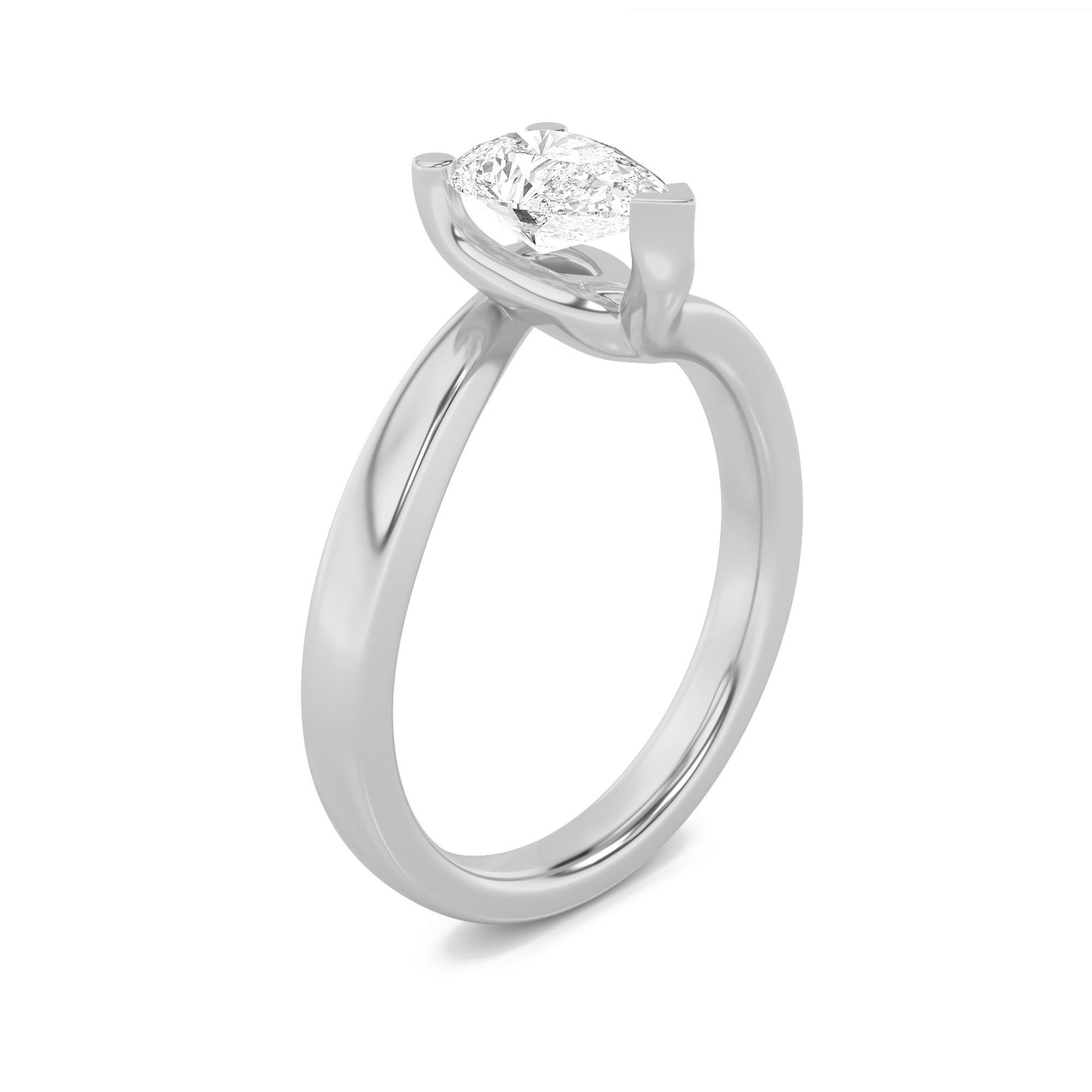 2CTW Pear Shaped Lab Grown Diamond (F/VS) Bypass Shank Engagement Ring in 14K Gold