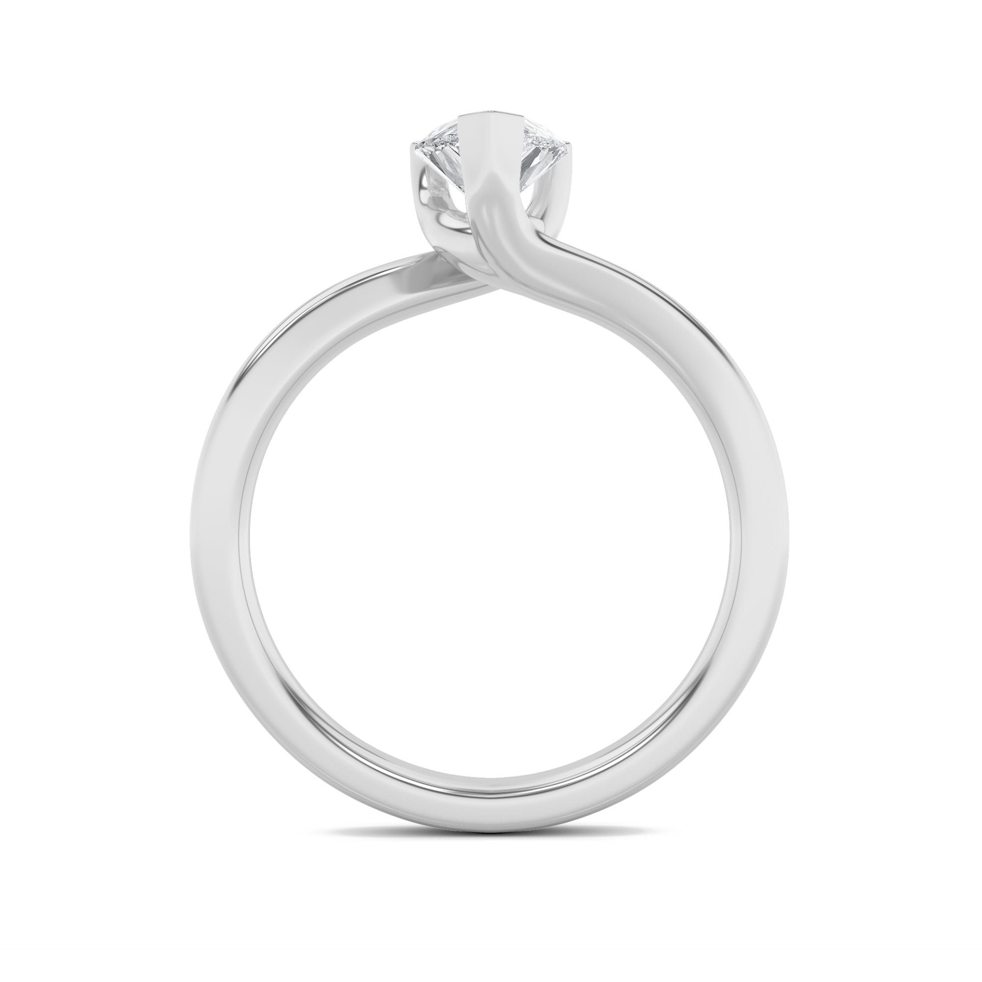 2CTW Pear Shaped Lab Grown Diamond (F/VS) Bypass Shank Engagement Ring in 14K Gold