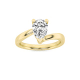 2CTW Pear Shaped Lab Grown Diamond (F/VS) Bypass Shank Engagement Ring in 14K Gold