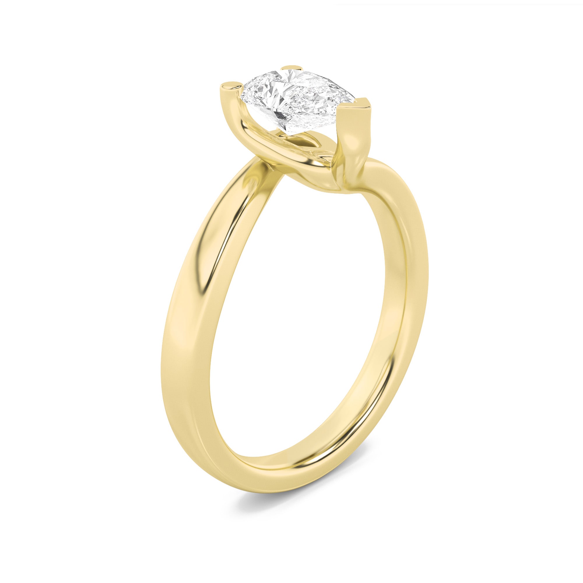 2CTW Pear Shaped Lab Grown Diamond (F/VS) Bypass Shank Engagement Ring in 14K Gold