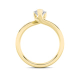 2CTW Pear Shaped Lab Grown Diamond (F/VS) Bypass Shank Engagement Ring in 14K Gold