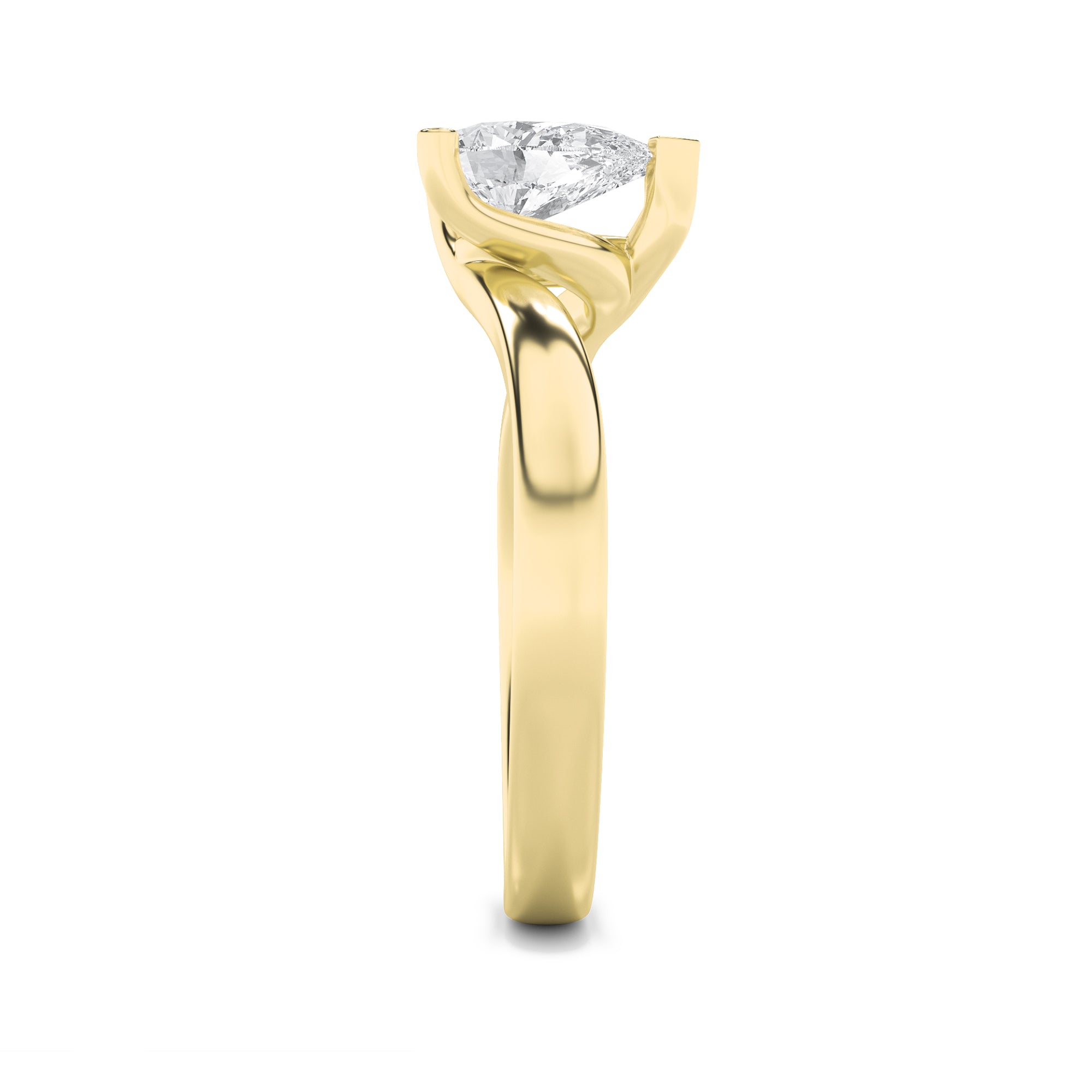 2CTW Pear Shaped Lab Grown Diamond (F/VS) Bypass Shank Engagement Ring in 14K Gold