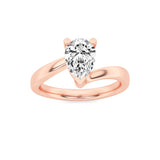 2CTW Pear Shaped Lab Grown Diamond (F/VS) Bypass Shank Engagement Ring in 14K Gold