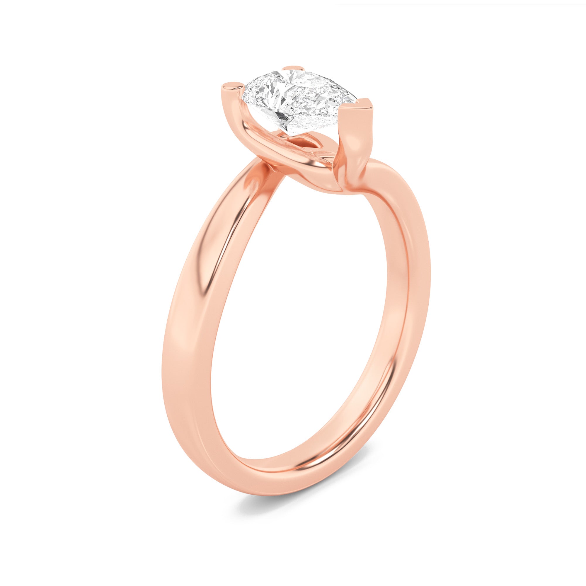 2CTW Pear Shaped Lab Grown Diamond (F/VS) Bypass Shank Engagement Ring in 14K Gold