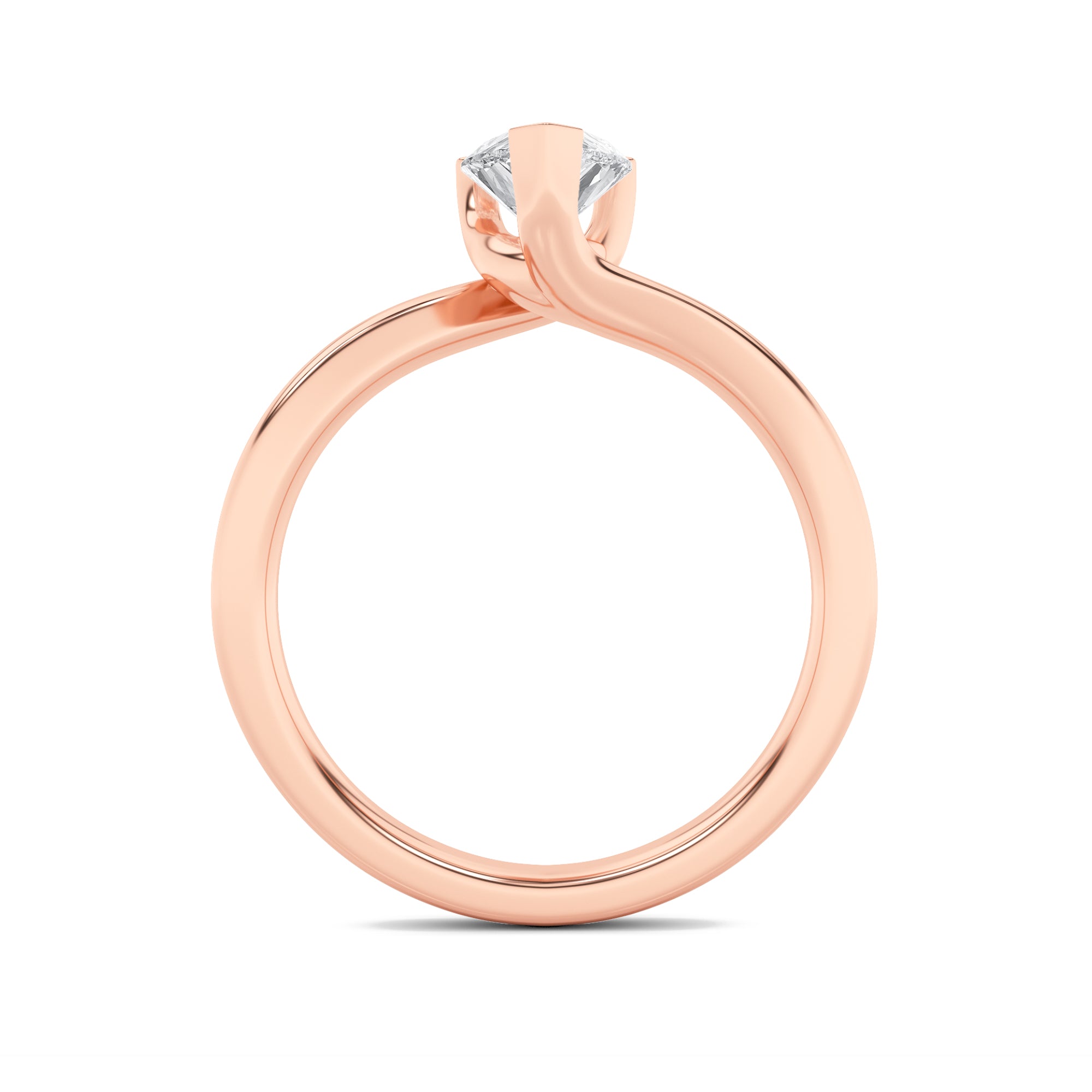 2CTW Pear Shaped Lab Grown Diamond (F/VS) Bypass Shank Engagement Ring in 14K Gold
