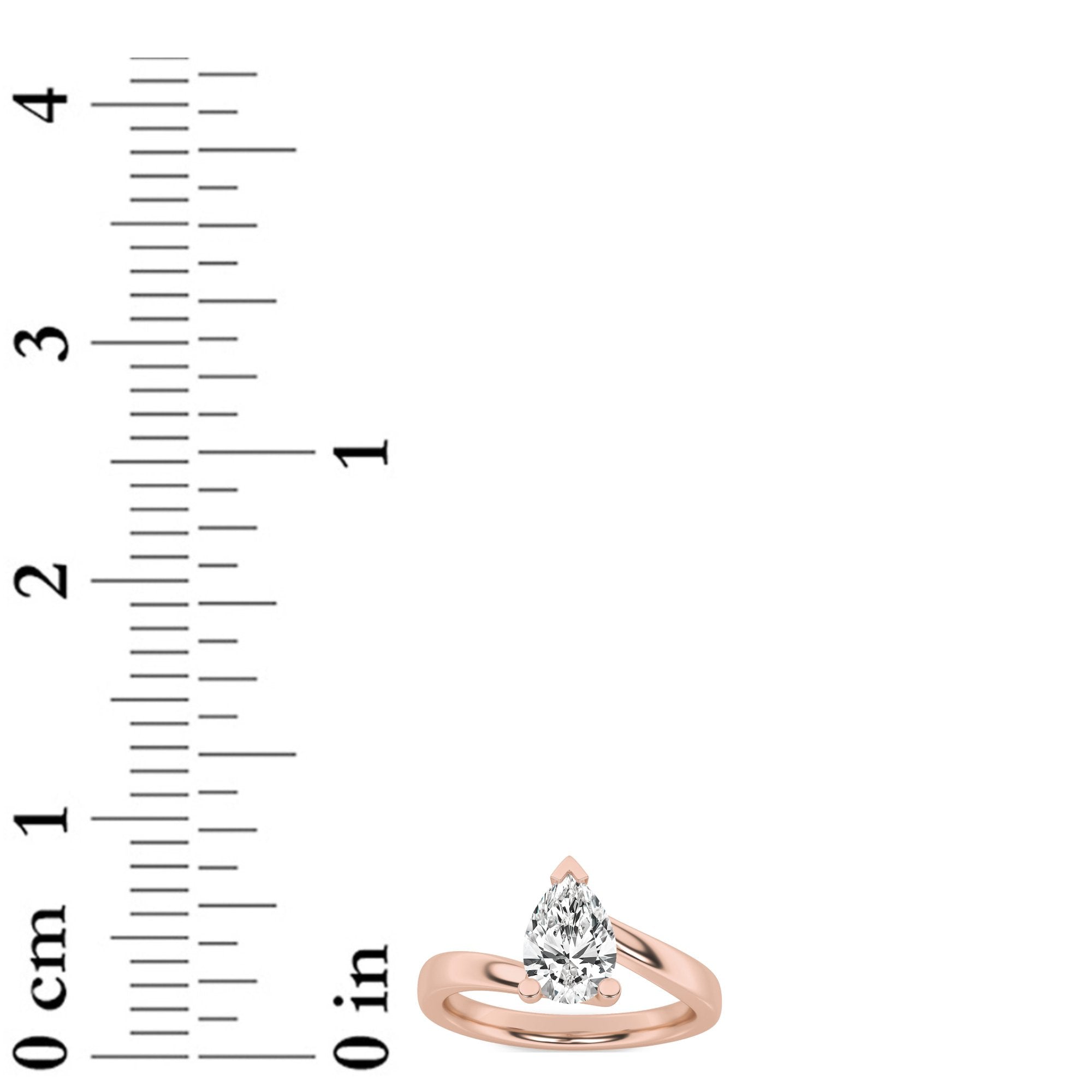 2CTW Pear Shaped Lab Grown Diamond (F/VS) Bypass Shank Engagement Ring in 14K Gold