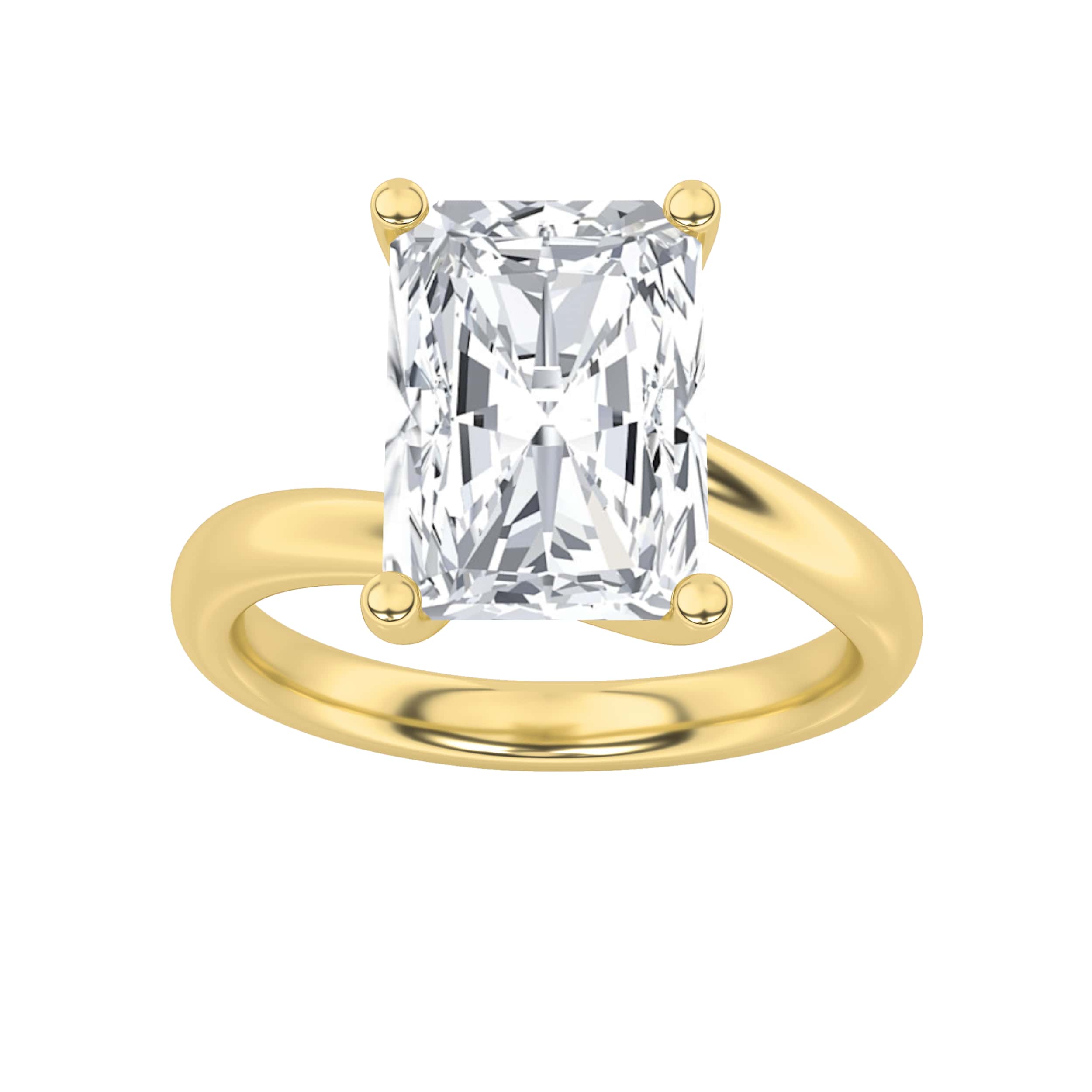1CTW Radiant Shaped Lab Grown Diamond (F/VS) Bypass Shank Engagement Ring in 14K Gold