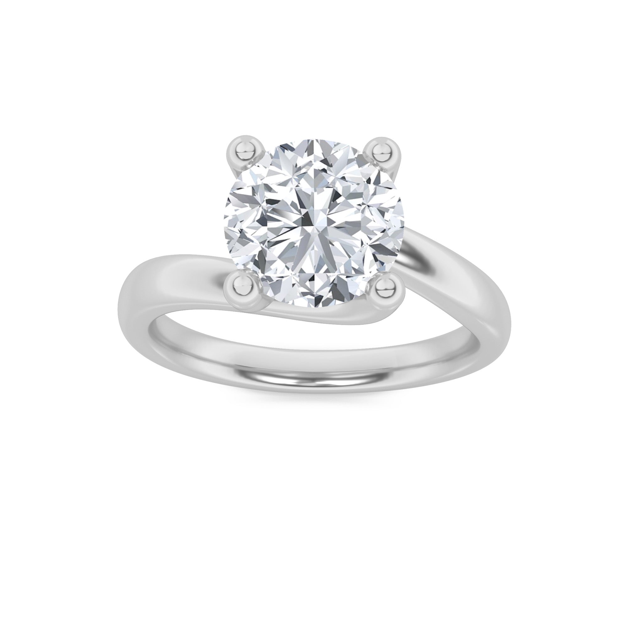 1CTW Round Shaped Lab Grown Diamond (F/VS) Bypass Shank Engagement Ring in 14K Gold